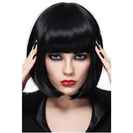 Lyhyet aidot hiusperuukit suoralla otsatukalla, aivan kuin omat hiuksesi