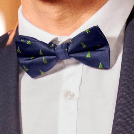 Navy Christmas Tree Pre-Tied Bow Tie for Men - Pre-tied bow ties