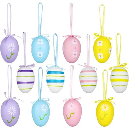 12 stk påskedekorasjonsegg hengende dekorasjoner fargerike Eas