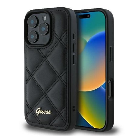 Guess Quiltet metallogo iPhone 16 Pro-etui - sort