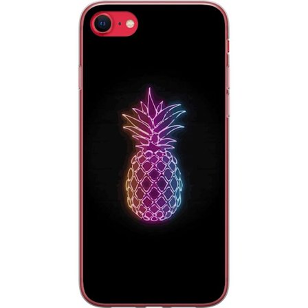 Kompatibelt Mobildeksel til Apple Apple iPhone 7 Neonlysillustrasjon av ananas i fargerikt lys mot svart bakgrunn