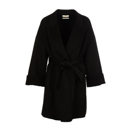 ViCOLO Belted Coats Sort, Dame Uldfrakker