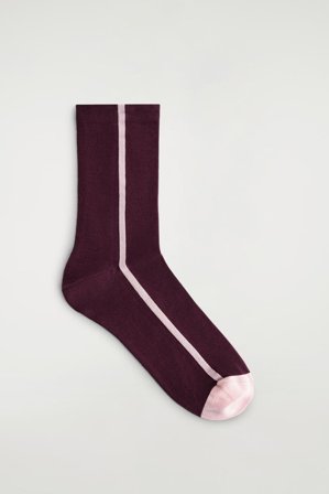 COS Women's Striped Cotton Socks in Red
