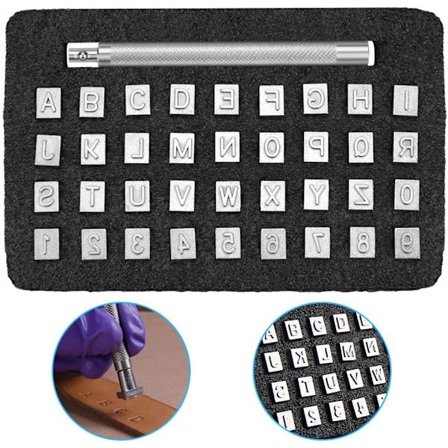 37 stämpelset med siffror och bokstäver, stämpelset i lera, läderhantverk, metallstål, stämpelverktyg, 6 mm, 26 bokstäver