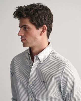 GANT - Slim fit stripete oxfordskjorte til herre persian blue