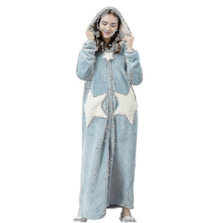 Dame Varm Hette Morgenkåpe Myk Komfort Flanell Lang Badekåpe Kåpe H