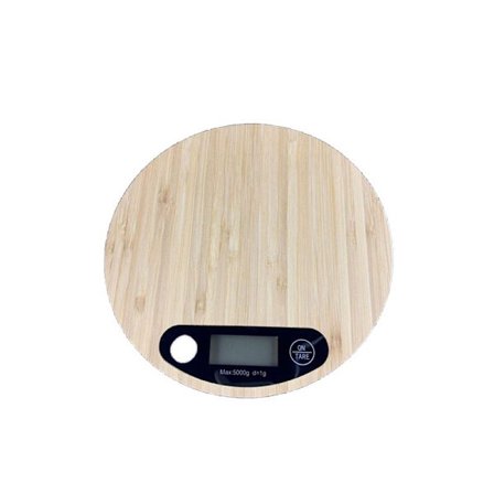 Husholdnings Elektronisk Vægt Bambuspanel Køkken Elektronisk Vægt 5kg/1g (Rund)