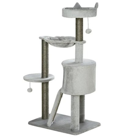 Rootz-raapimistolppa - Kissan luola - Kissansänky - Kissan riippumatto ja lelut - Vaaleanharmaa - 60cm x 40cm x 113cm