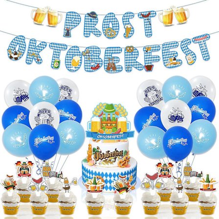 Oktoberfest-koristeet, Oktoberfest-ilmapallokoristeet, Oktoberfest-lippu, Baijerilainen Oktoberfest-koriste, Baijerilainen koriste pöytäliinan kanssa,