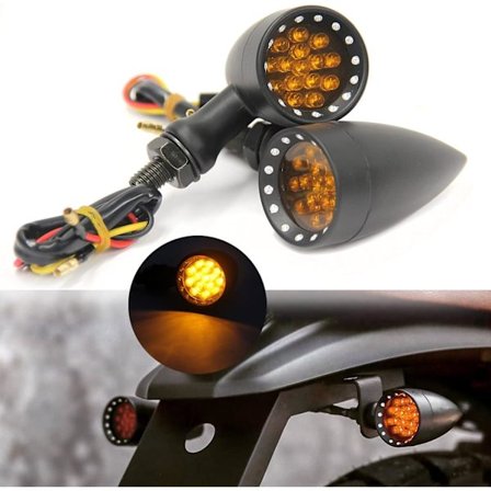 LED Motorcykel Blinklys Motorcykel Blinklys Aluminium Kugle Mini Blinker Blinklys Baglygter 10mm Retro Lampe Vandtæt Universal 12V til Crui