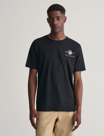 GANT Reg Archive Shield Emb Ss T-Shirt - Black - M