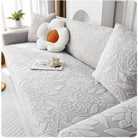 Sofa Trekk til Sjeselong Vaskbar Beskyttelse Passer 3-seters L-form Sklisikre Trekk -Resistent Møbel 3-seters LysGrå