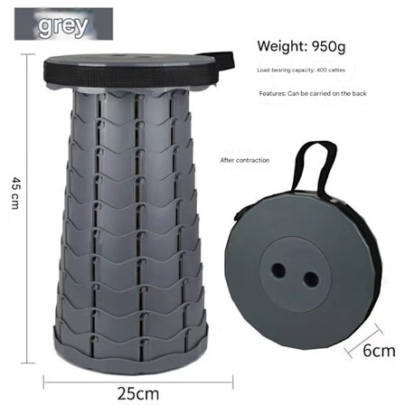 Bærbar teleskopisk foldestol, maksimal belastning 400 kg, velegnet til voksne udendørs fiskeri, vandreture, havearbejde, rejser, grill