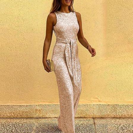 Personality Paljett Silver Dot Jumpsuit Dam Pink S