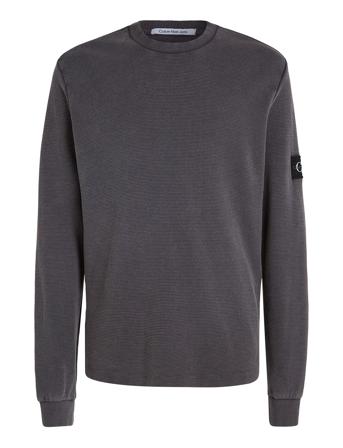 Washed Badge Waffle Ls Tee Black Calvin Klein Jeans