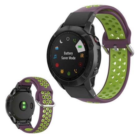 Watchband for Garmin watch dual color watch band - Purple / Flourescent Green