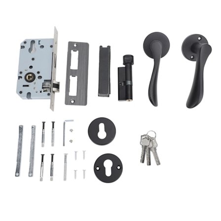 Sort Dørhåndtag med Lås Nem Installation til Soveværelse Badeværelse Skab