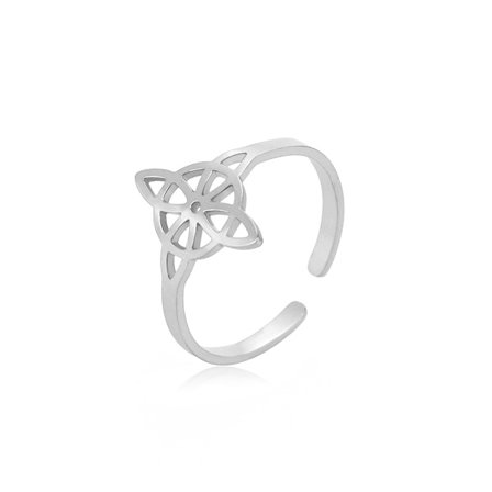 Sliver-Rostfritt stål Öppen Celtic Knot Justerbar Öppen Finger Ringar Smycken För Kvinnor