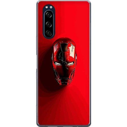 Kompatibelt Mobilskal till Sony Sony Xperia 5 Marvel Iron Man mask poster Avengers Tony Stark röd hjälm superhero retro comic fanart design konst
