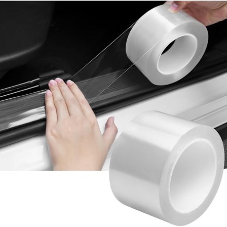 Kantbeskyttelseslister for bildører, terskelbeskyttere, 7 cm bred * 10 m lang, 5D karbonfiber bilfolie, transparent