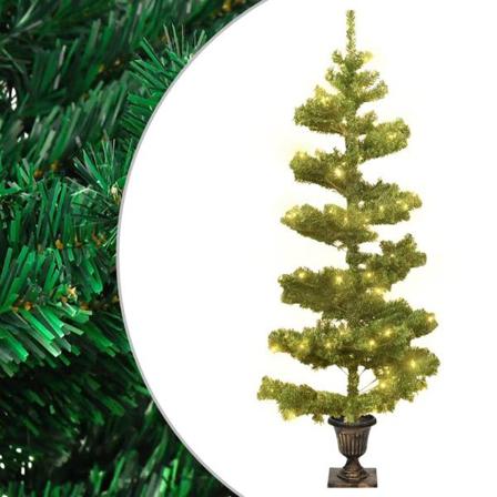 Vidaxl Julgran Med Fot Slingrande Led Grön 120 Cm Pvc Grön