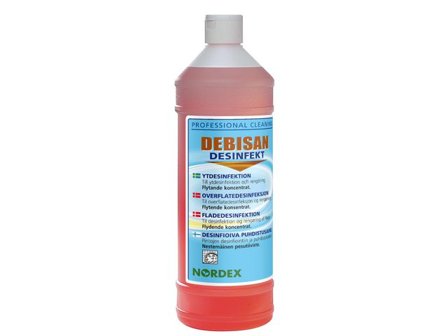 NORDEX Debisan, desinfektionsmedel för spraytorkning, röd, oparfymerad, 1L - Lyreco - Städ och hygien - Desinfektionsmedel - Ytdesinfektion