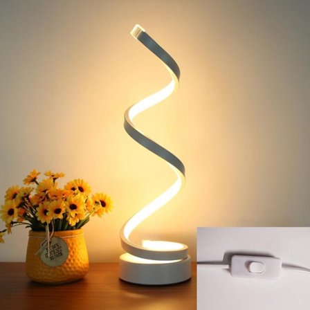LED Bordlampe, Justerbart Spiraldesign, Minimalistisk 17W Skrivebordslampe med 3 Farver, Sort_TF_TF