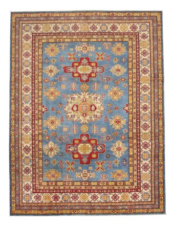 Tapis D'orient Kazak Fine 274X358 Marron/Bleu Foncé Grand (Laine, Afghanistan)