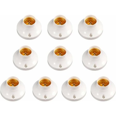 10 stk. E27 skruepære fatning holder rund plast base pære skrue fatning holder - hvid