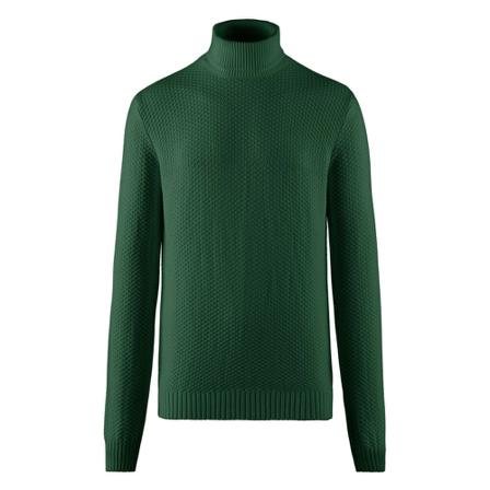 BomBoogie Wool Cotton Blend Tricot Turtleneck Grøn, Herre Rullekraver