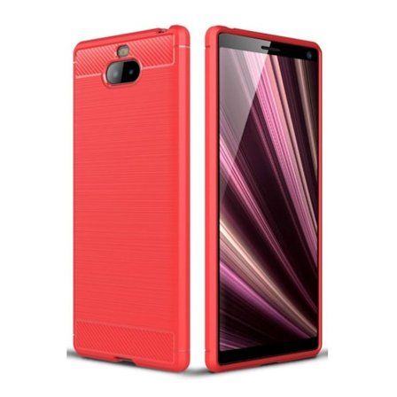 Sony Xperia 10 Plus kolfiberborstat fodral - Röd