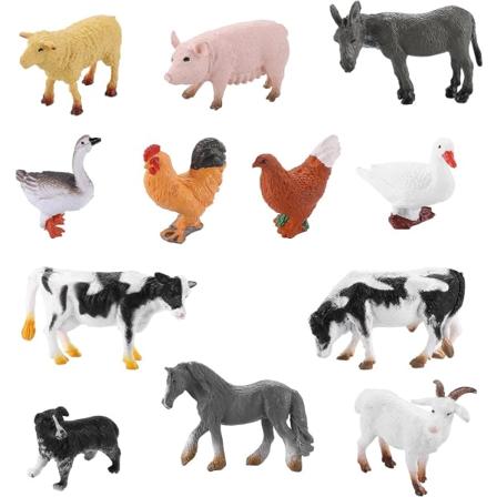 Galaxy 12ST Realistiska Djurfigurer Bondgård Djurmodell Pedagogiskt Lärande Lekset (3-6cm)