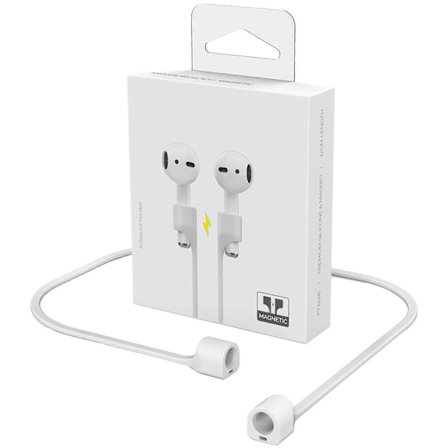 Silikoninen magneettinen kuulokepidike, AntiLoss-kaulanauhat kaapeliliittimet langattomille nappikuulokkeille Valkoinen