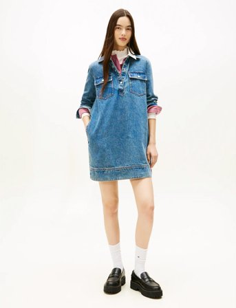 Tommy Jeans Tjw Pullover Denim Dress - Blue - XL