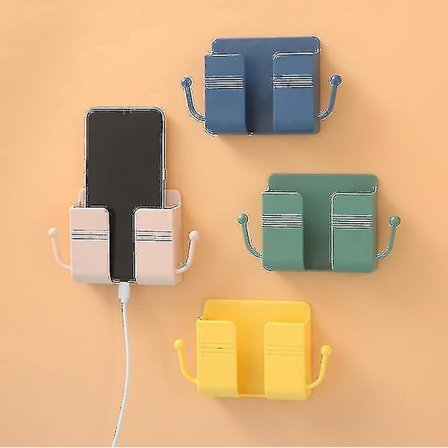 2-pack väggmonterat mobiltelefonstativ laddningsstativ stativ självhäftande stativ (gul)