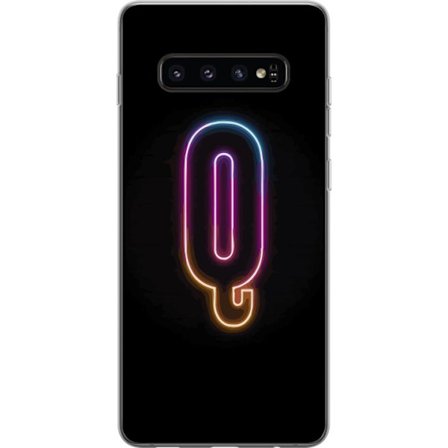 Kompatibel Mobilcover til Samsung Samsung Galaxy S10 Minimalistisk neonbogstav Q i lyse farver mod mørk baggrund