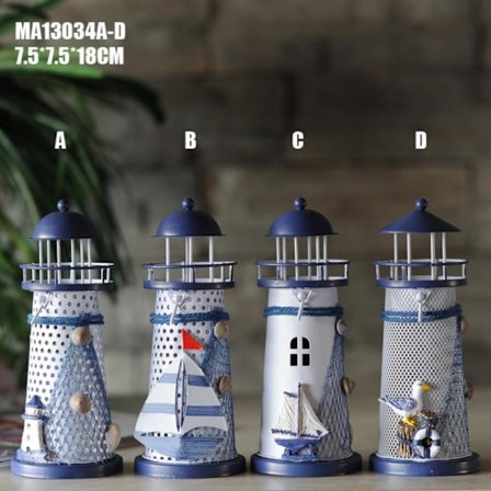 Mediterranean Tower Candle Lighthouse Iron Candlestick home Met