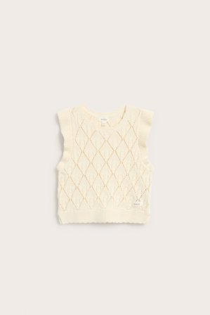 Newbie | Mönsterstickad väst | Ljusbeige