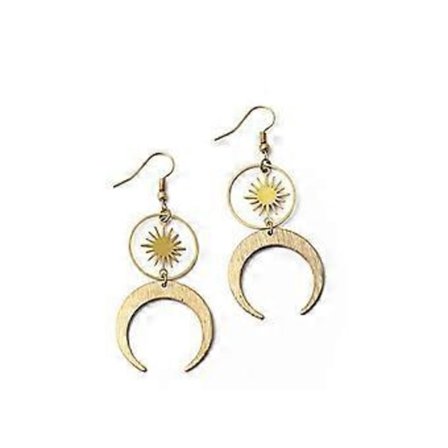 Gotiska Boho Sol och Måne Örhängen, Halvmåne