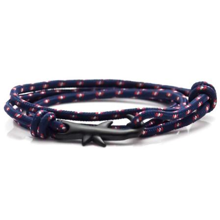 Fashion Pläterad Svart Legering Haj Svans Haka Färgglad Rep Armband Bangle(A)