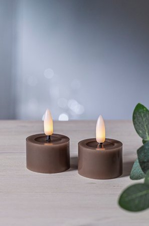 Jotex - Batteridrevet Telys ø 4 Cm 2-pakke Brun - FLOW - Kjøp Batterilys hos Jotex