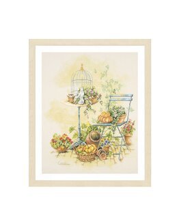 Broderipakke Bilde Fugl blant blomster - Lanarte