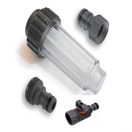 Højtryksrenserfiltersæt med ventil, docking-stik, G3/4-kompatibilitet til autocampere, både, havepumper (FMY)