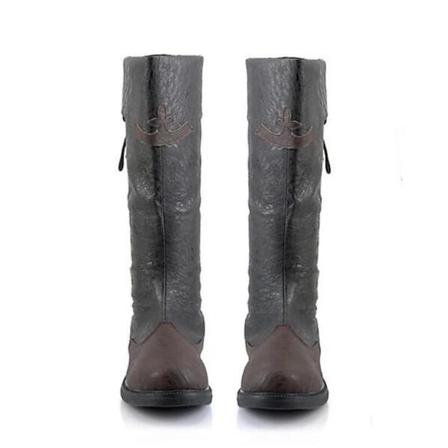 Unisex konstläder vintage piratläderstövlar Black 46