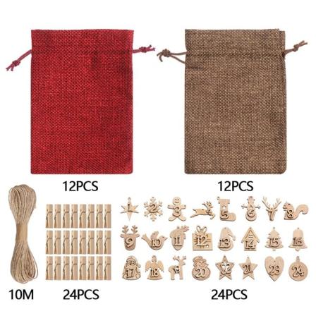24ST Nummeretikett Jul Adventskalender Trähänge