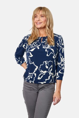 SIGNATURE - 3/4 Ærmet T-shirt - Navy - Mønstret