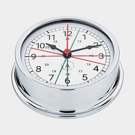 Marine Clock Autonautic Pacific R120C-A.1, Ø110/120 mm, chromed brass, with Arabic numerals & silence sectors