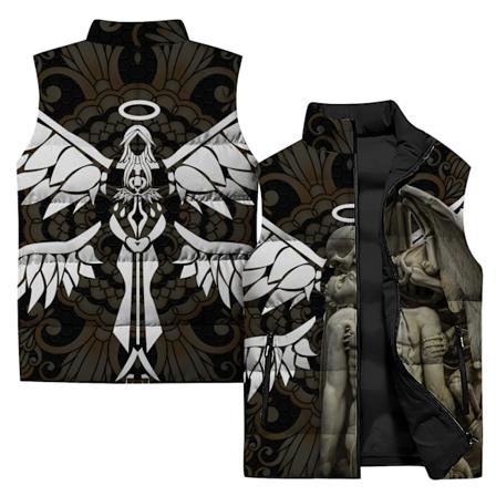Vintervest til Mænd - Stilfuld Skulptural Print Jakke - Herretøj 2024 Harajuku Streetwear Ærmeløs P24195MHH-90PG XL