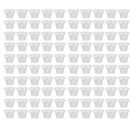100 sett plastsausbeger med lokk Transparent engangs krydderbeholder 1oz