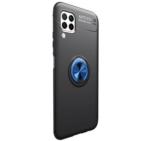 Stødabsorberende beskyttelsescover med ringholder - Samsung Galaxy A12 Svart/Blå